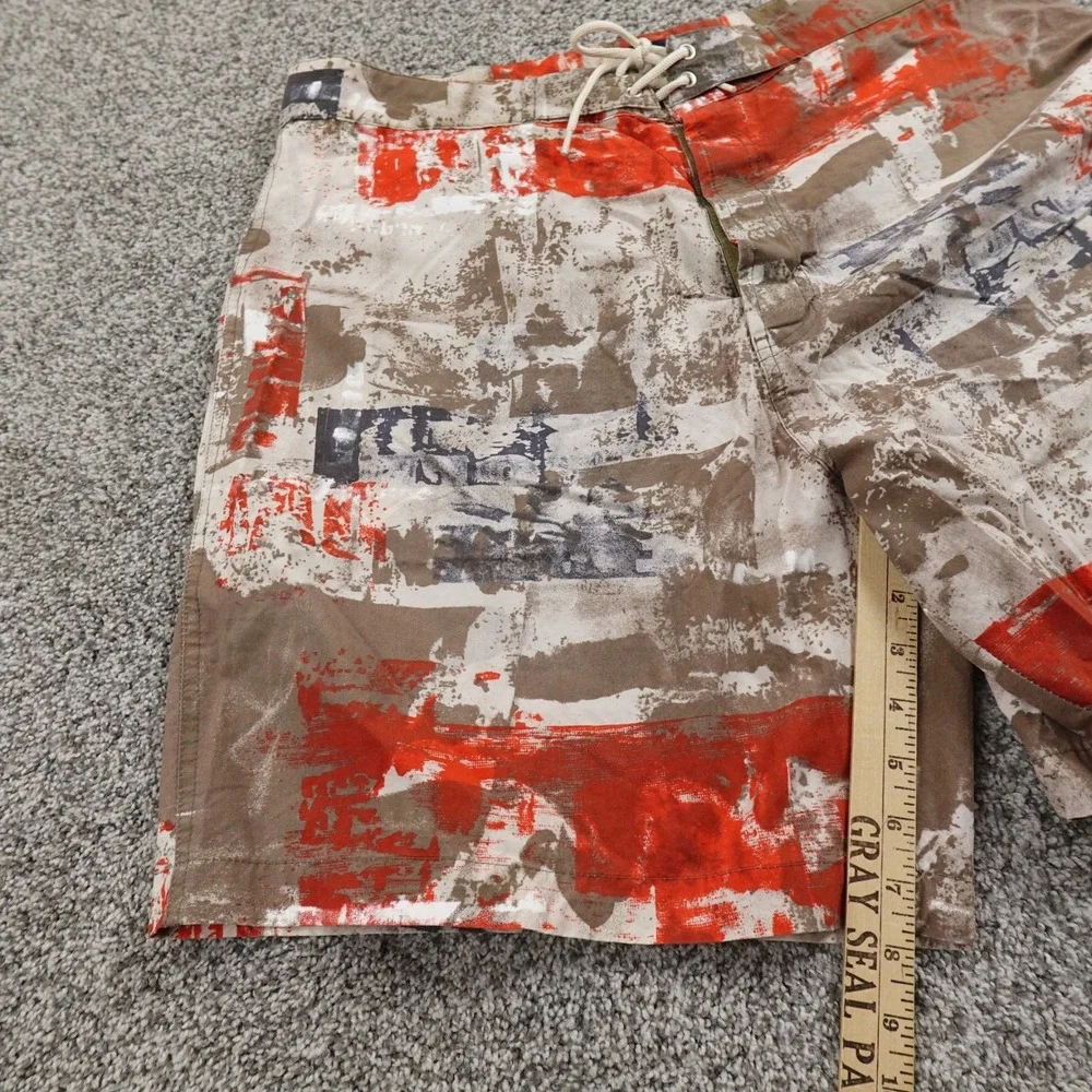 VTG Tommy Hilfiger Shorts Mens XL Orange‎ Brown Hybrid Board Swim Trunks 90s Y2K
